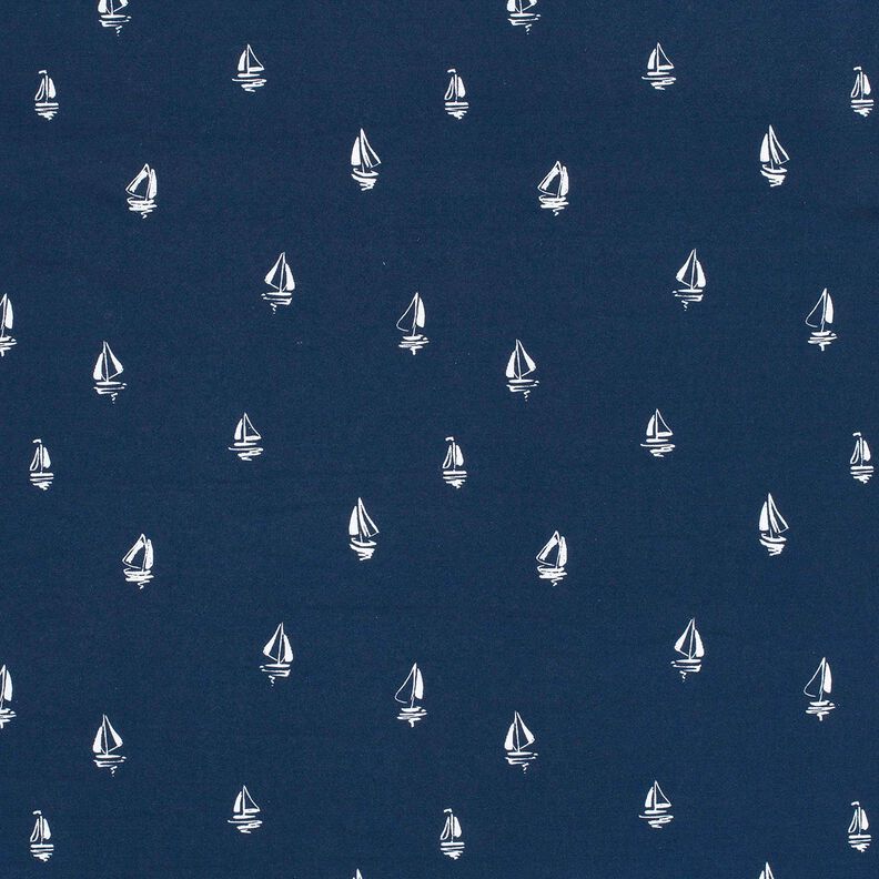 Bomullsjersey ritade segelbåtar – marinblått,  image number 1