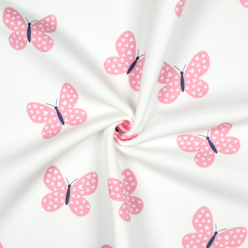 Sweatshirt Ruggad stora fjärilar | Poppy Fabrics – elfenbensvit/rosa, image number 3