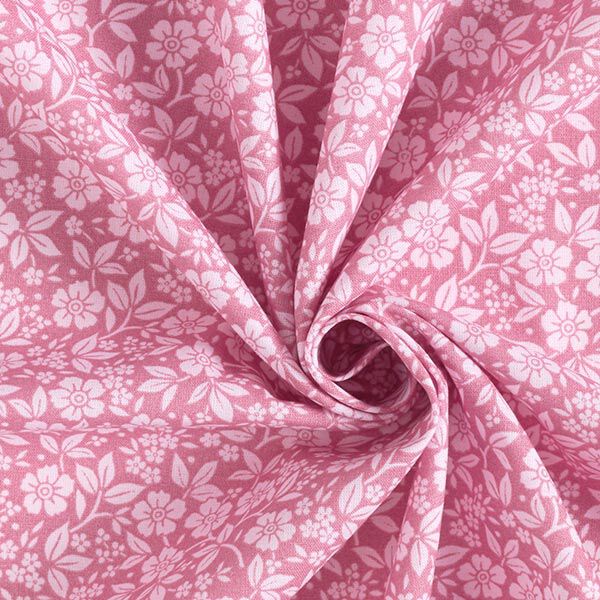 Bomullspoplin tvåfärgade blommor – gammalt rosa/rose,  image number 3