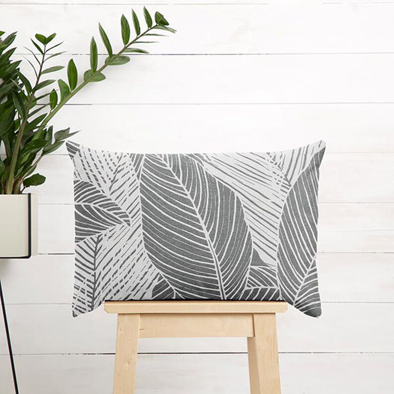 Dekorationstyg Canvas Stora blad – grått,  image number 8