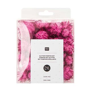 Glitter Pompong Set [60 st.] - pink, 