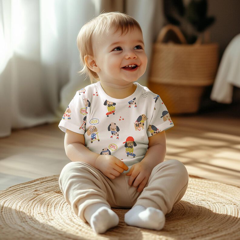 Bomullsjersey skridsko&aring;kande hund Digitaltryck | Poppy Fabrics &ndash; elfenbensvit/ros&eacute;guld,  image number 5