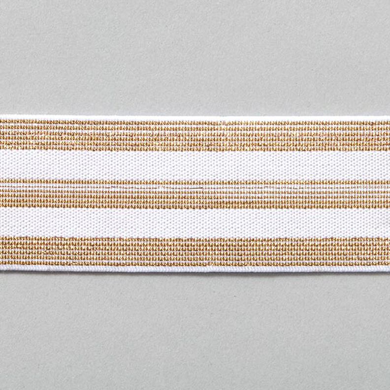 Randigt gummiband [40 mm] – vit/guld,  image number 1