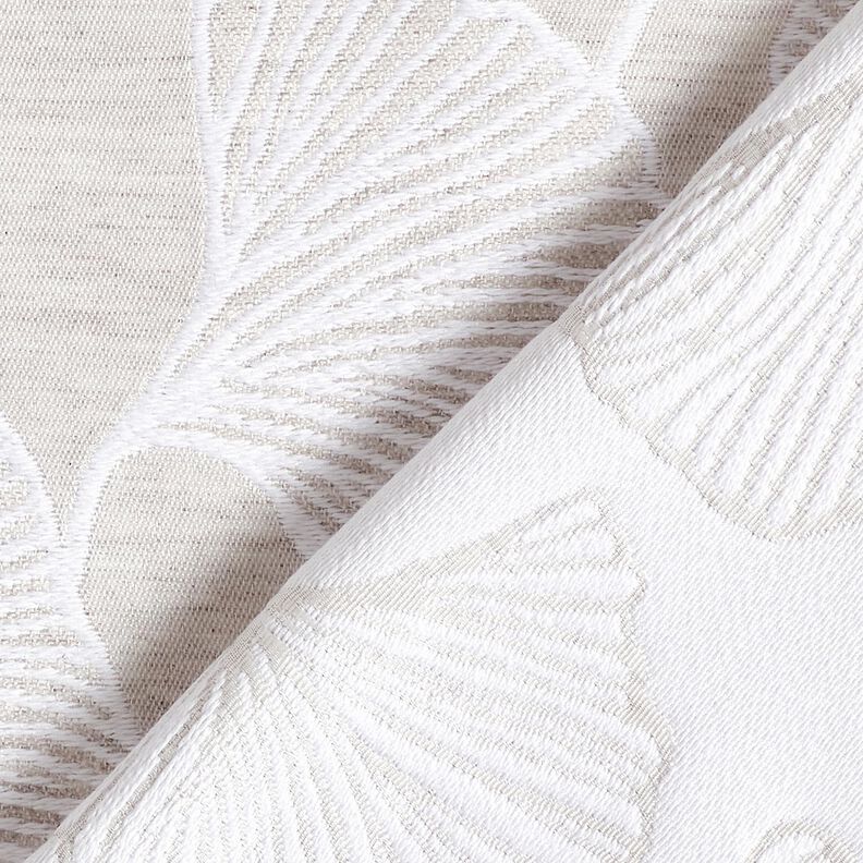 Dekorationstyg Jacquard stor ginkgo – dimgrå/elfenbensvit,  image number 4