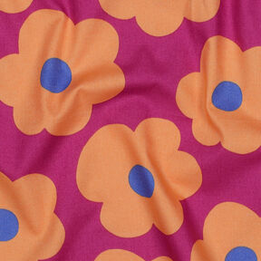 Bomullspoplin Big Flower | Nerida Hansen – rödlila/apricot, 