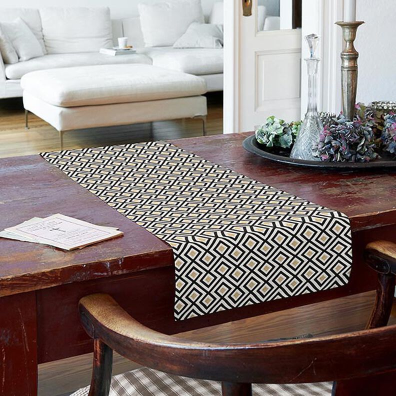 Dekorationstyg Jacquard Artdecoromber – yllevit/guld,  image number 7