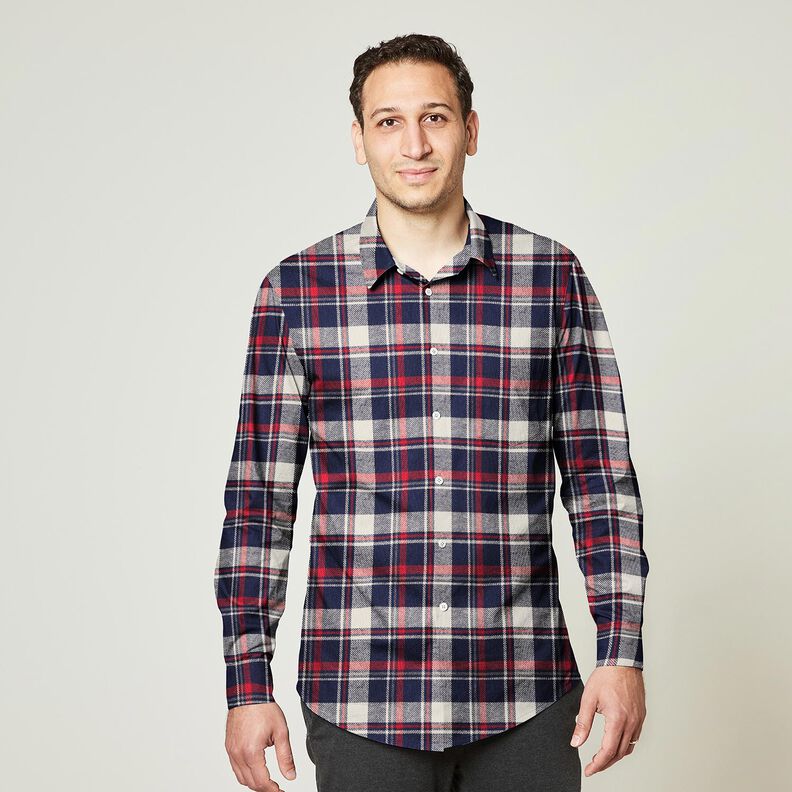 Bomullsflanell rutigt – svartblå/karminröd,  image number 6