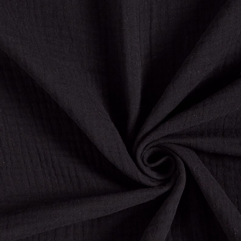 Bomullsmuslin i tre lager Enfärgat – svart,  image number 1