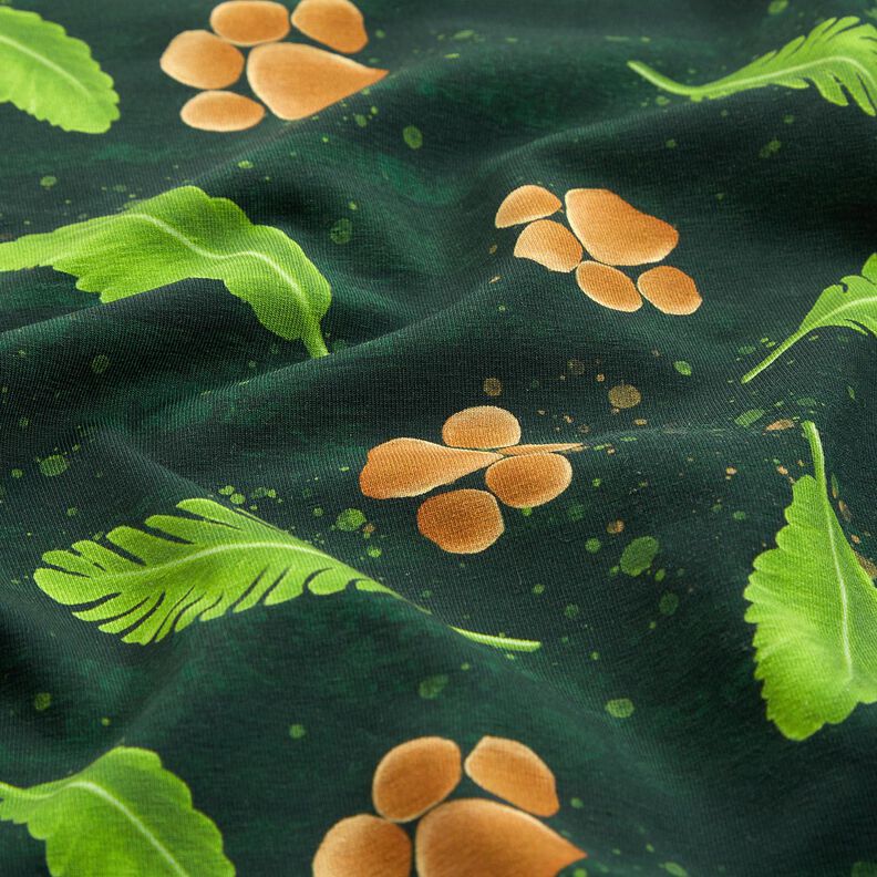 Bomullsjersey sött lejon Panel | Glitzerpüppi  – mörkgrön/rådjursbrun,  image number 3