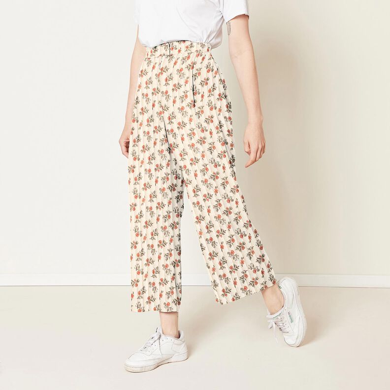 Muslin Quiltat tyg romantiska blommor – yllevit/ljus bärfärg,  image number 7