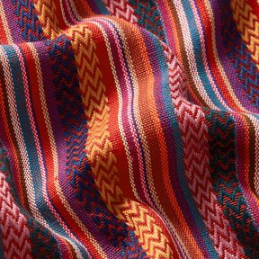 Dekorationstyg Jacquard chevronränder – kaminrött/grön, 
