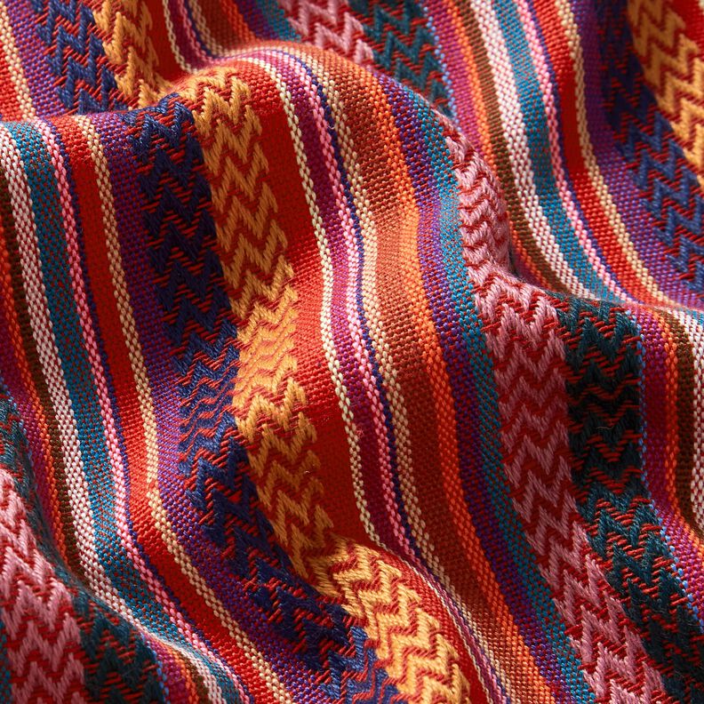Dekorationstyg Jacquard chevronränder – kaminrött/grön, image number 2