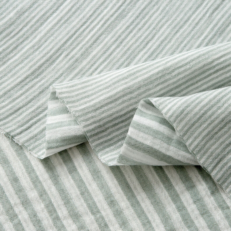 Muslin/Dubbel-krinkelväv Dubbelsidigt Ränder – vass/vit,  image number 3