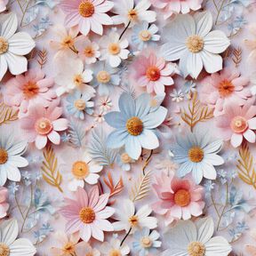 Bomullspoplin pappersblommor Digitaltryck – ljus gammelrosa, 
