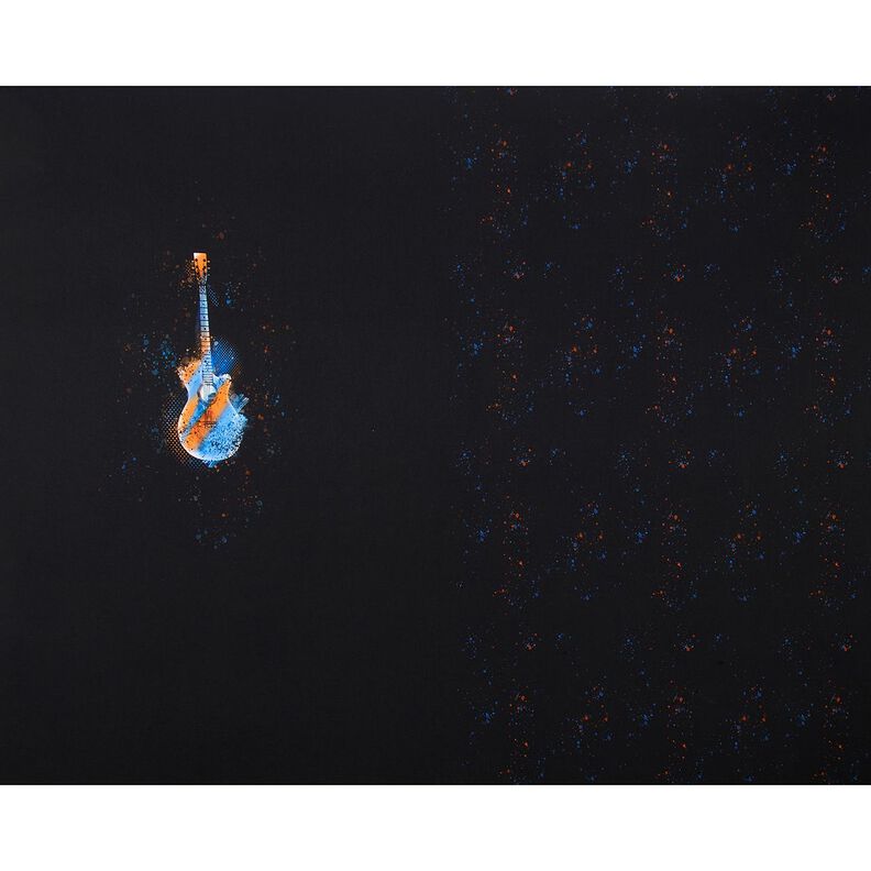 Bomullsjersey Panel gitarr | Glitzerpüppi – svart/brandgul,  image number 5