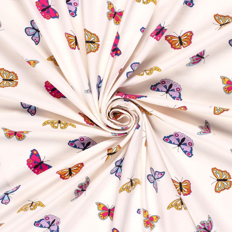Bomullsjersey färgglad fjäril – yllevit,  image number 3