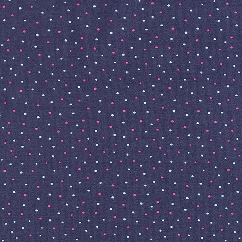 Bomullsjersey färgglada små prickar – marinblått,  image number 1