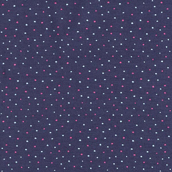 Bomullsjersey färgglada små prickar – marinblått,  image number 1