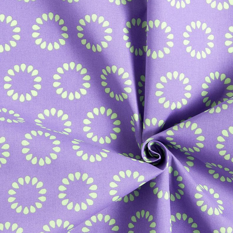 Behandlad bomull Färgglada cirklar – lavender/majgrön, image number 3