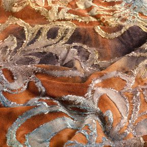 Jacquard Jersey blommor med batik – burgunder/stengrå, 