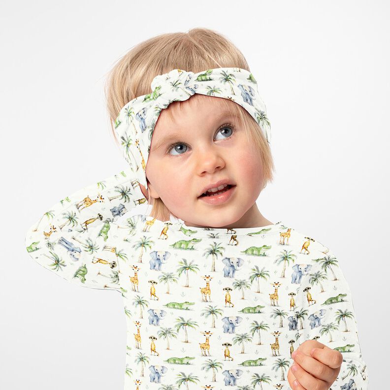 Bomullsjersey baby-djungeldjur Digitaltryck – yllevit,  image number 5