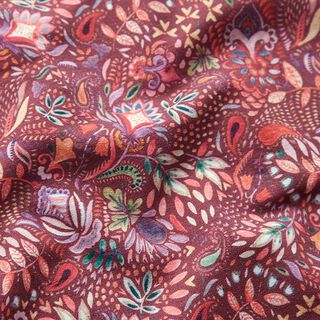French Terry Sommarsweat paisley-blommor Digitaltryck – burgunder, 