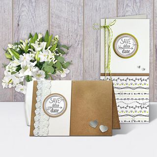 Set med klistermärken bröllop Save the Date Ø 4,8 cm [ 24 styck ] – yllevit/beige, 
