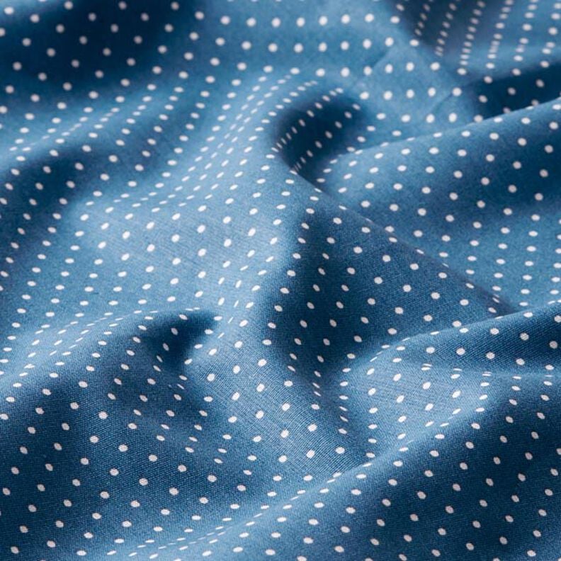 Bomullspoplin Små prickar – jeansblå/vit,  image number 2