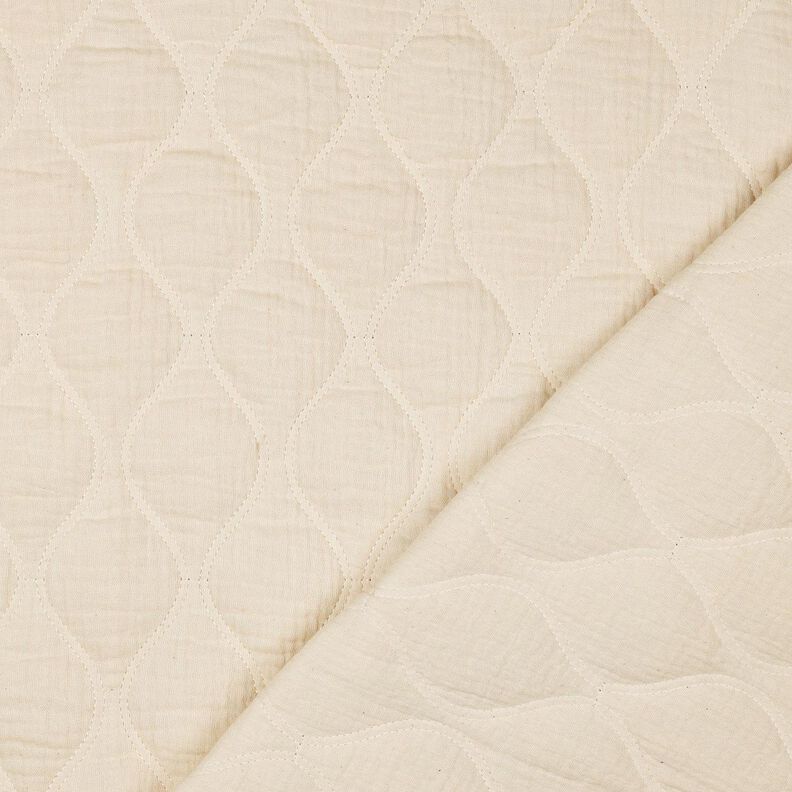 Quiltat tyg Muslin Vågor – yllevit, image number 4