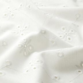 Engelskt broderi blommor med blad – vit, 