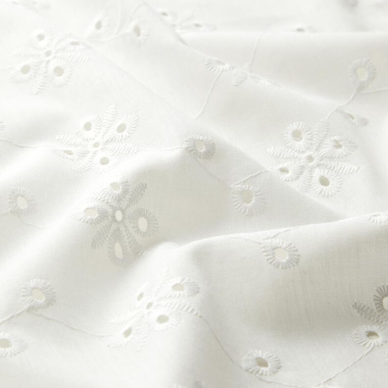 Engelskt broderi blommor med blad – vit,  image number 2