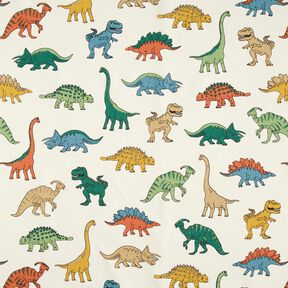 Dekorationstyg Halvpanama Häftiga dinosaurier – yllevit/mörkgrön, 