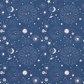 Dekorationstyg Halvpanama Astronomiska objekt – marinblått, 