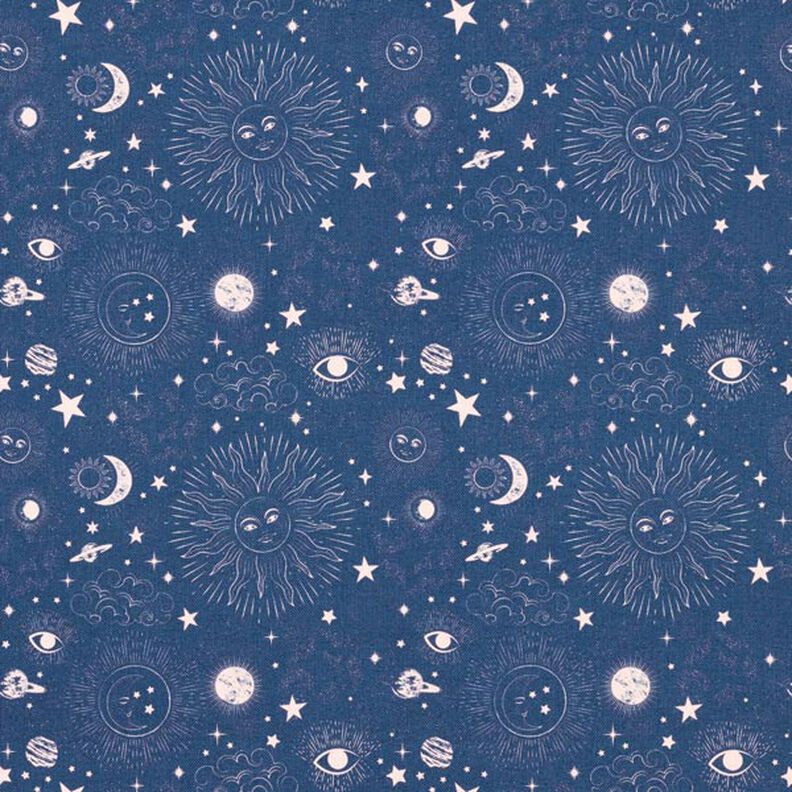 Dekorationstyg Halvpanama Astronomiska objekt – marinblått,  image number 1
