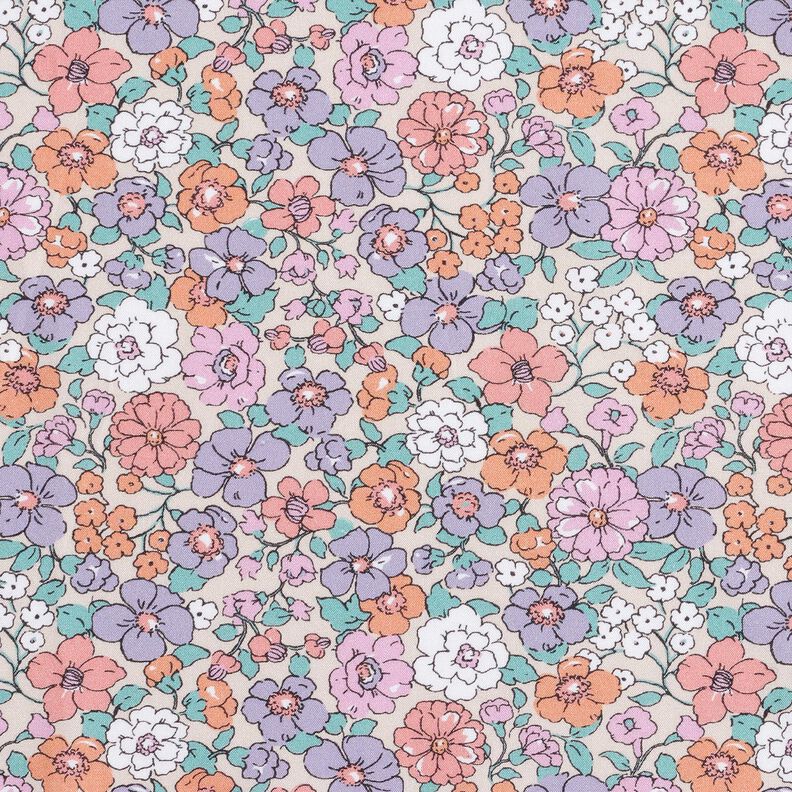 GOTS Bomullspoplin Blomsteräng | Poppy Fabrics – natur,  image number 1