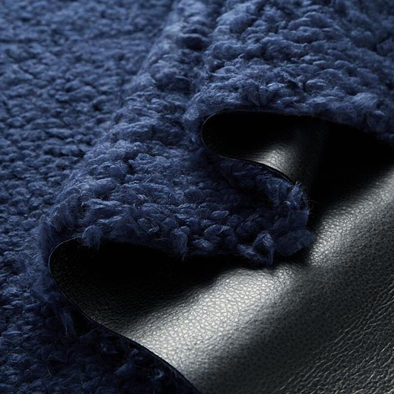 Läderimitation med fuskpäls på baksidan enfärgad – svart/marinblått,  image number 2