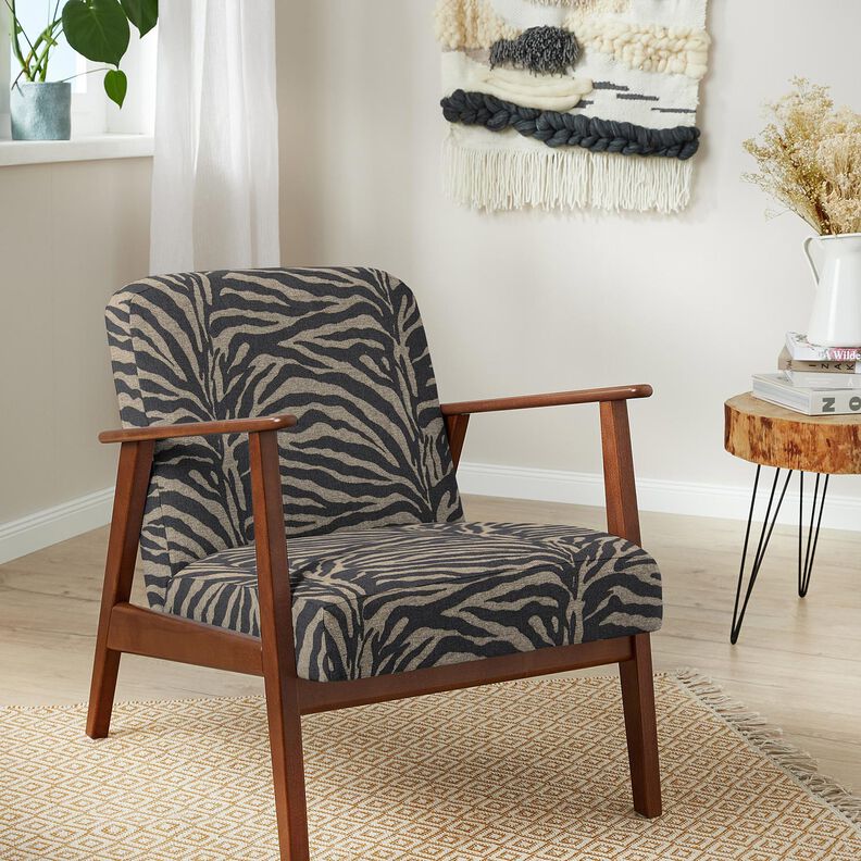Stoppningstyg Jacquard zebra – khaki/svart, image number 7