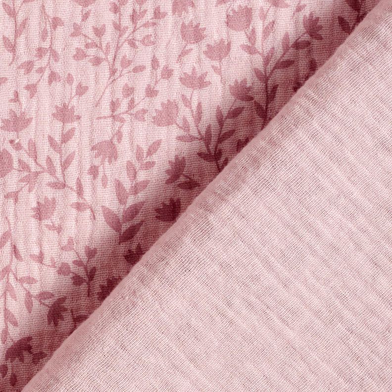 Muslin/Dubbel-krinkelväv tvåfärgade blomrankor – ljus gammalrosa, image number 4