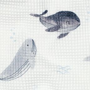 Våffelpiké Valar Digitaltryck | Poppy Fabrics – elfenbensvit/blågrått, 