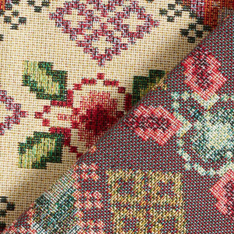 Dekorationstyg Gobeläng korsstygn – ljusbeige/kaminrött, image number 4