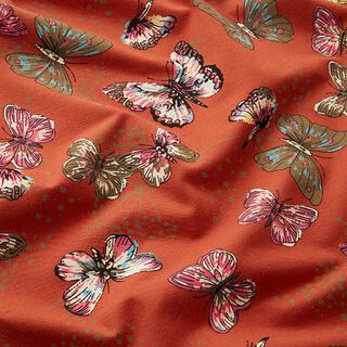 Bomullsjersey fjärilar – terracotta, 