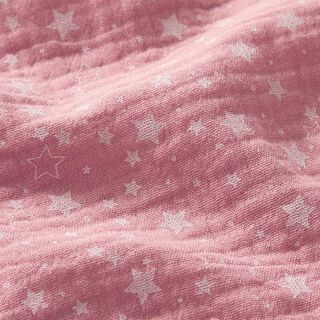 Muslin/Dubbel-krinkelväv Små stjärnor – rosa, 