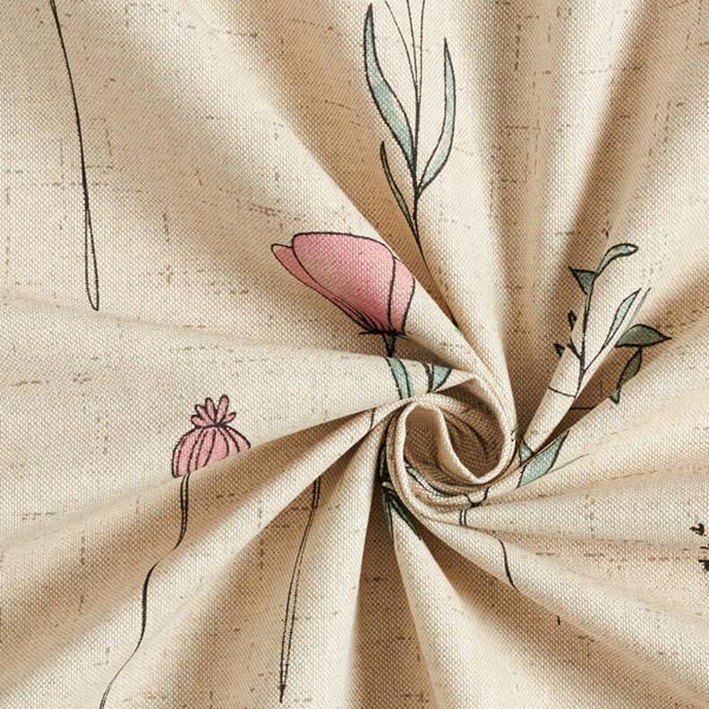 Dekorationstyg Halvpanama torkade blommor – natur/rosa,  image number 5
