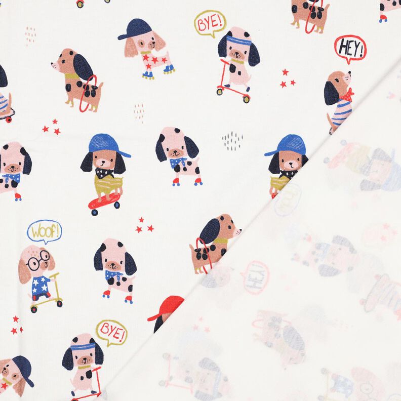 Bomullsjersey skridsko&aring;kande hund Digitaltryck | Poppy Fabrics &ndash; elfenbensvit/ros&eacute;guld,  image number 4