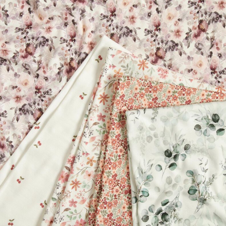 Ribbad jersey Romantiska blommor Digitaltryck – yllevit, image number 5