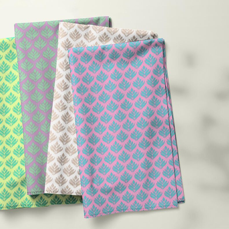 Behandlad bomull Abstrakta solfjädrar – citrongul/aquablå,  image number 5