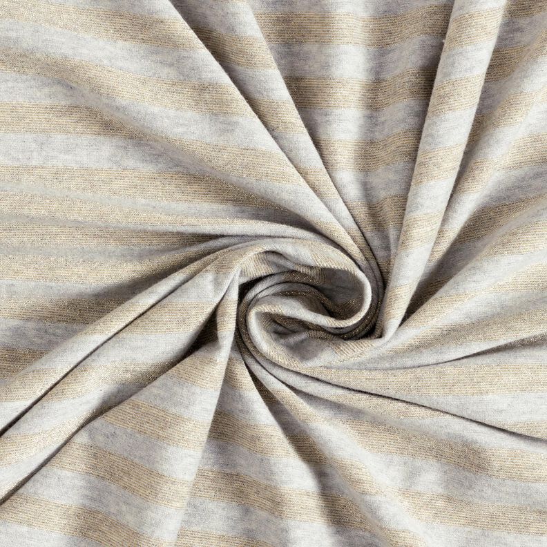 Bomullsjersey melange glitterränder – ljusgrått/guldmetallic, image number 3