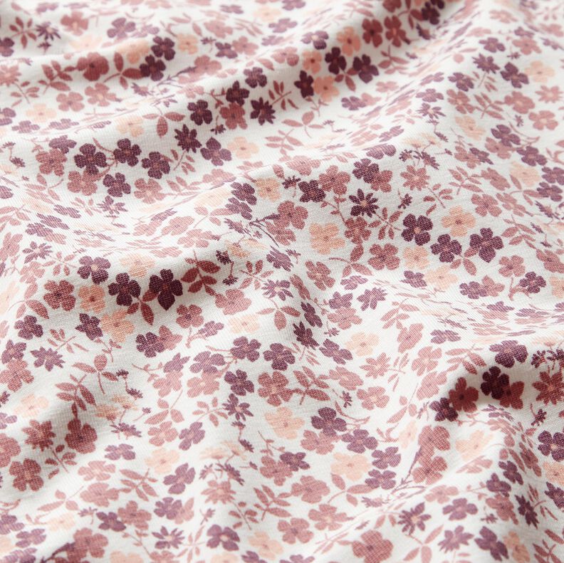 Bomullsjersey blomsterhav &ndash; vit/lila,  image number 2