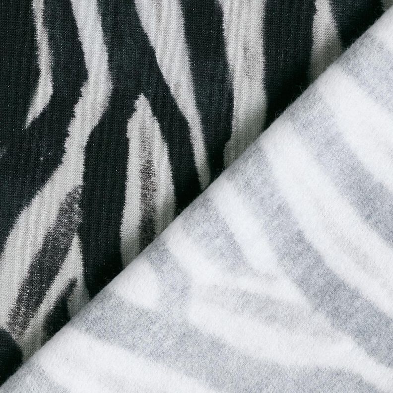 French Terry, borstad, zebra digitaltryck – svart/silver,  image number 4