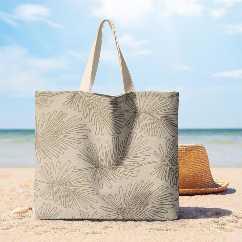 Dekorationstyg Jacquard bladkonturer – natur,  image number 8